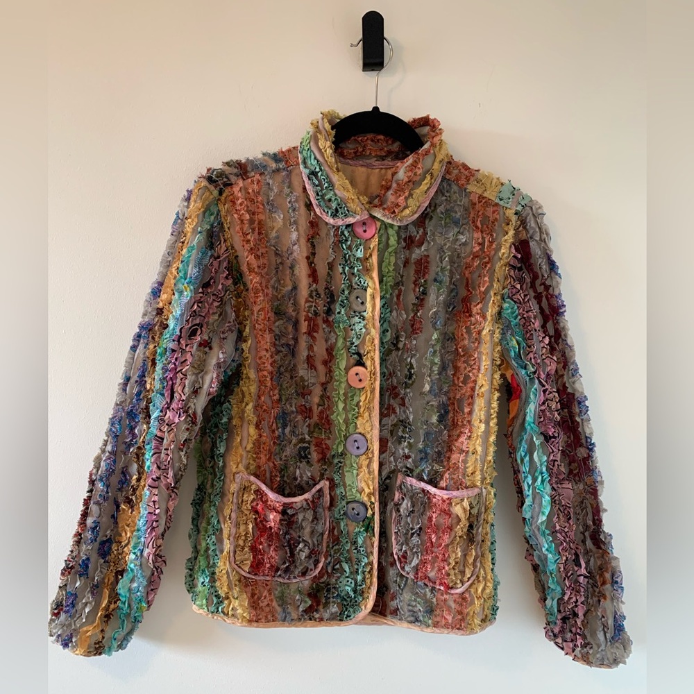 Parsley & Sage Multicolor Reversible Silk Rag Button Up Jacket Size S